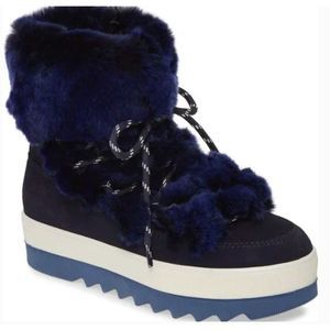 Cougar Vanity Vivian Blue Faux Fur Trim Winter Boots